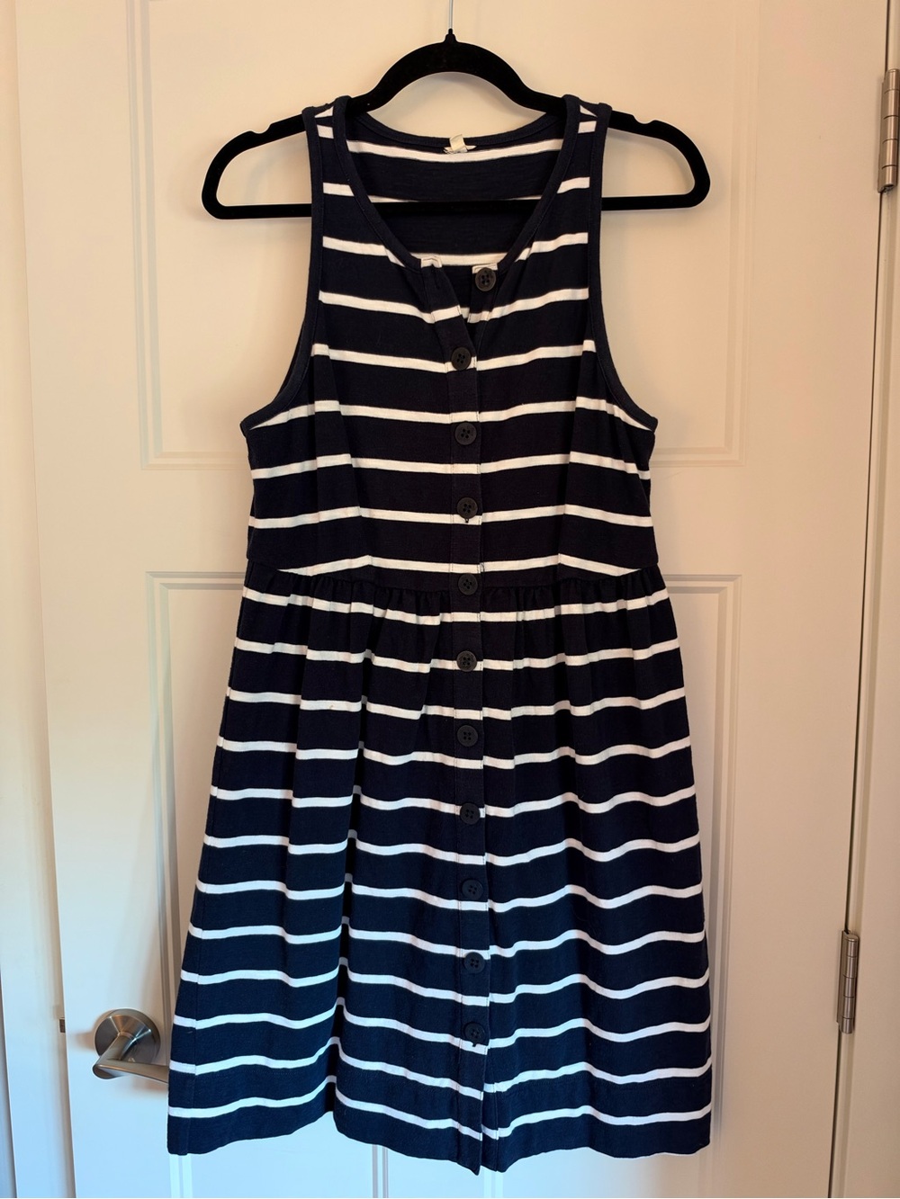 J. Crew Navy and White Striped Button-Front Sundress